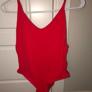 Red one piece swimsuit